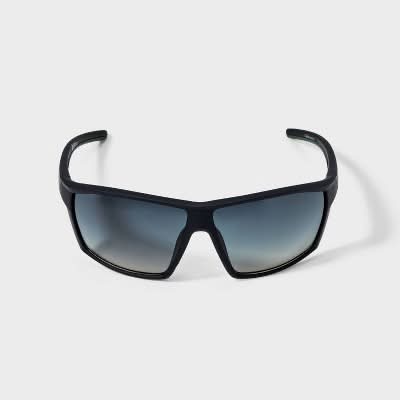 All In Motion Rubberized Plastic Wrap Sport Sunglasses With Gradient Lenses, Men, Black