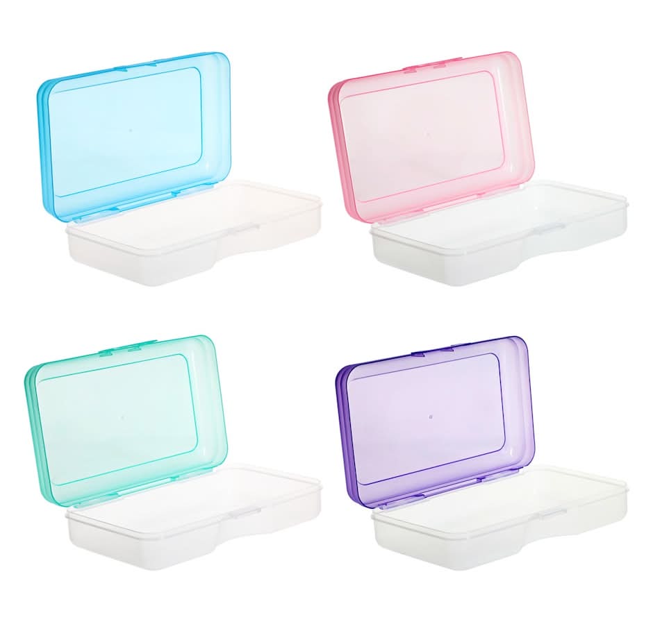 Translucent Plastic Pencil Boxes With Color Lids, 8.25 in, Assorted (4 ct)
