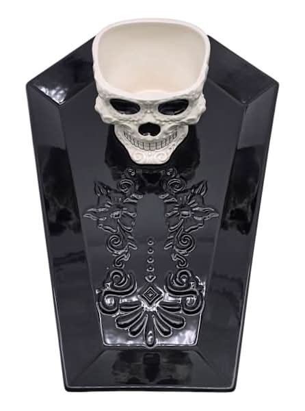 Black Skull Ceramic Chip & Dip Platter, 15"