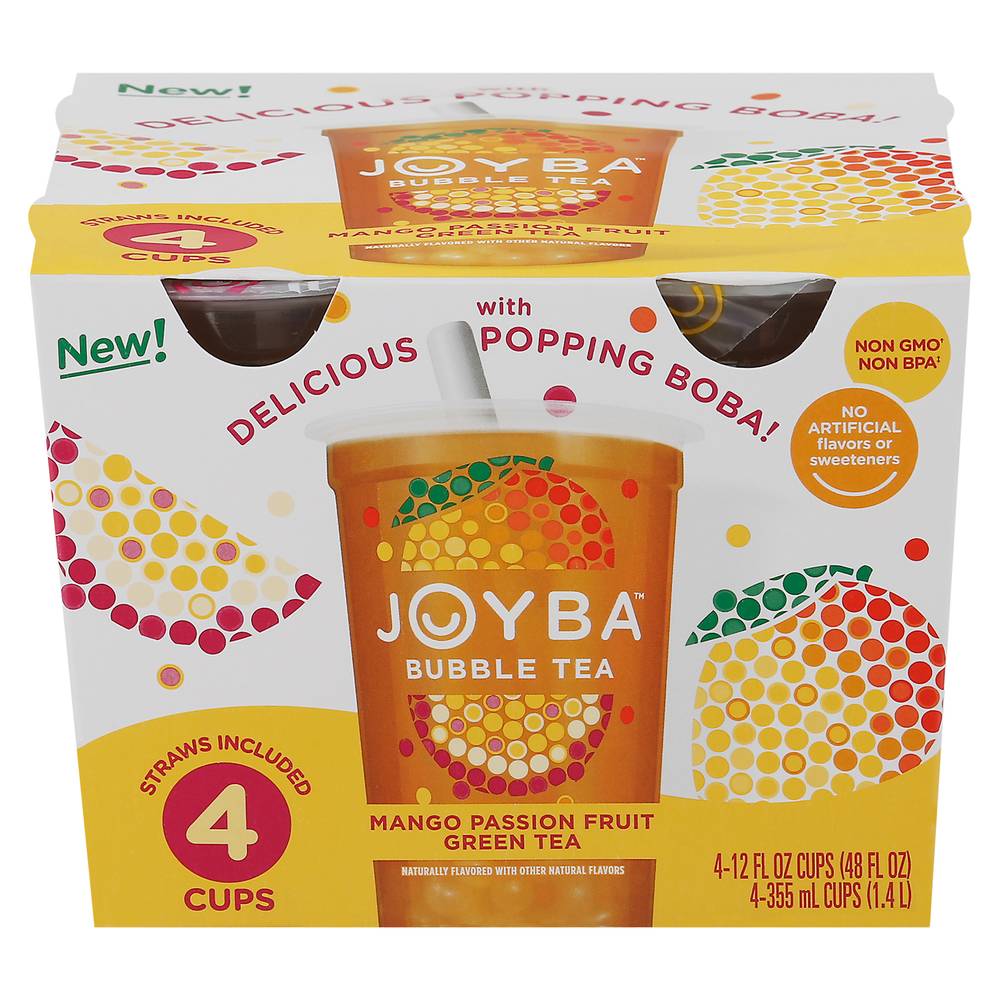 Joyba Mango Passion Fruit Green Tea Bubble Tea (4 x 12 fl oz)