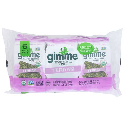 Gimme Health Foods Organic Teriyaki Roasted Seaweed 6 Pack