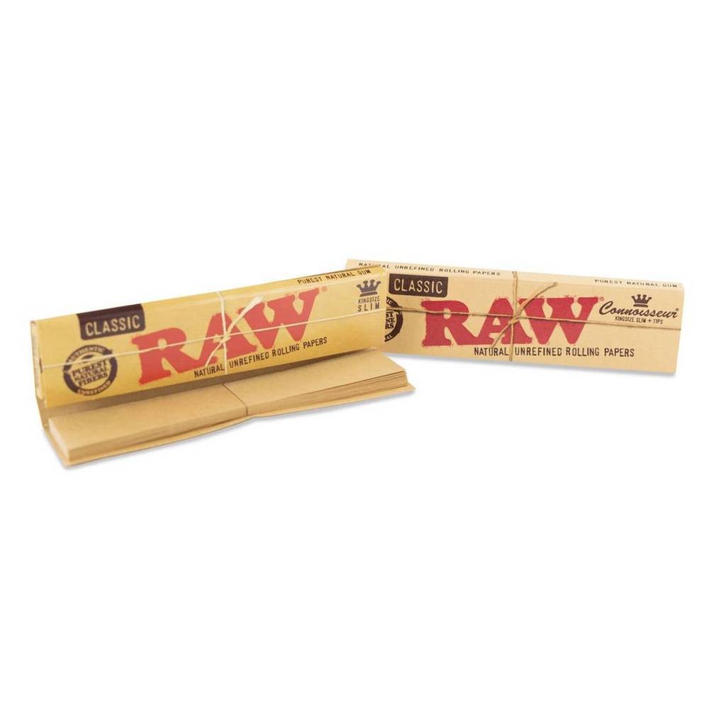RAW KS Slim Skin Rolling Papers w Roach Tips