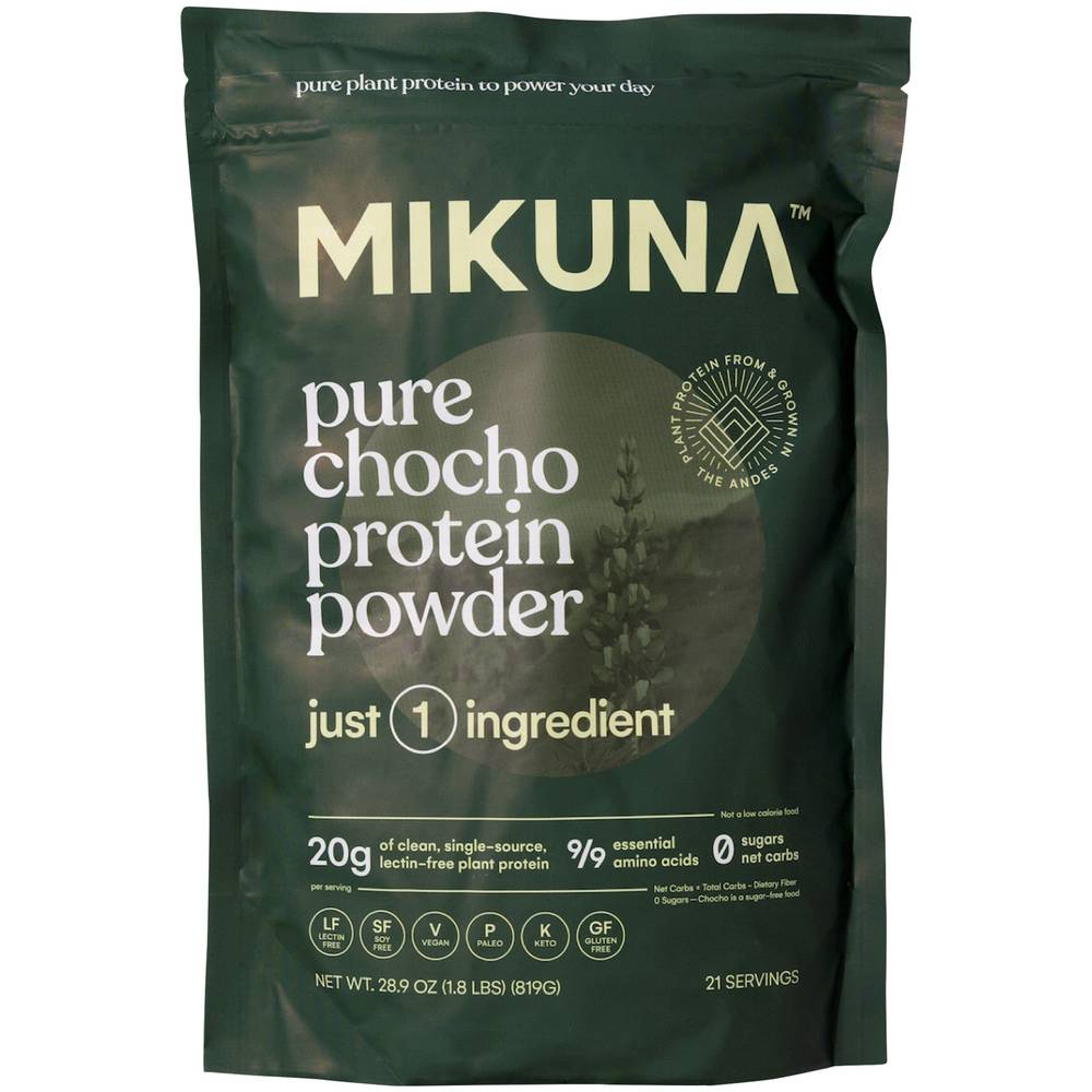 Mikuna Plant Based Protein Powder, Pure Chocho (1.8 lbs)