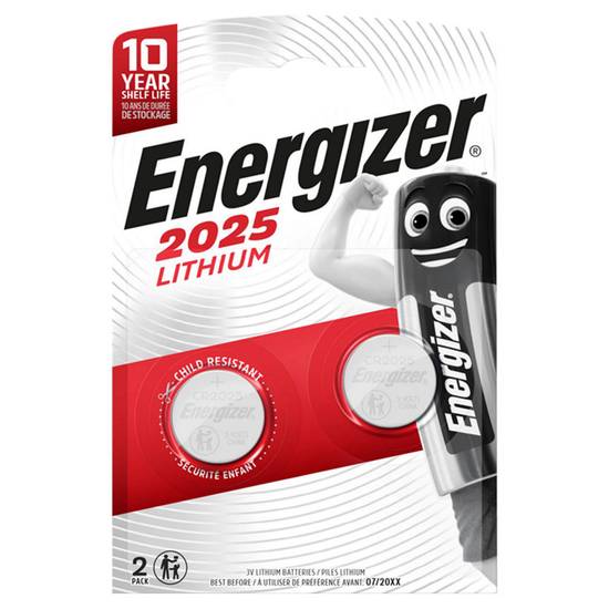 Energizer 2025 Lithium Coin Battery 2 Pack