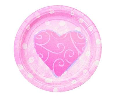 Heart & Polka Dot Paper Plates, 12-Count