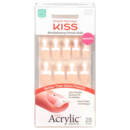 Kiss Salon Acrylic French Squoval Real Short Nails (power play)