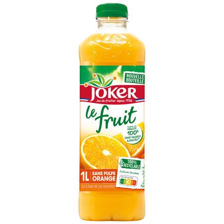 Jus d'orange sans pulpe sans sucres ajoutés JOKER - la bouteille d'1L