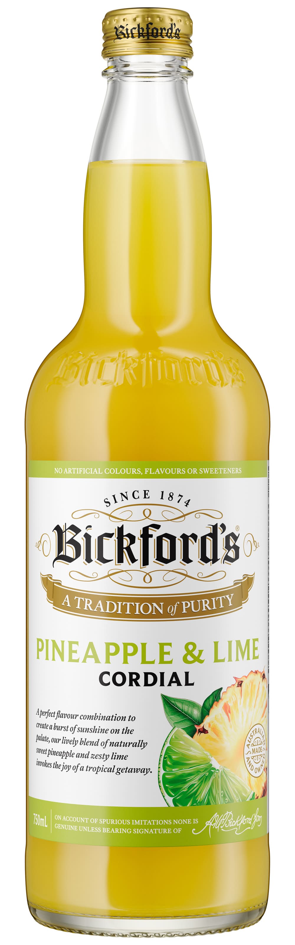 Bickford's Cordial, Pineapple - Lime (750mL)