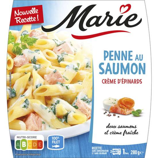 Penne au saumon et crème d'épinard