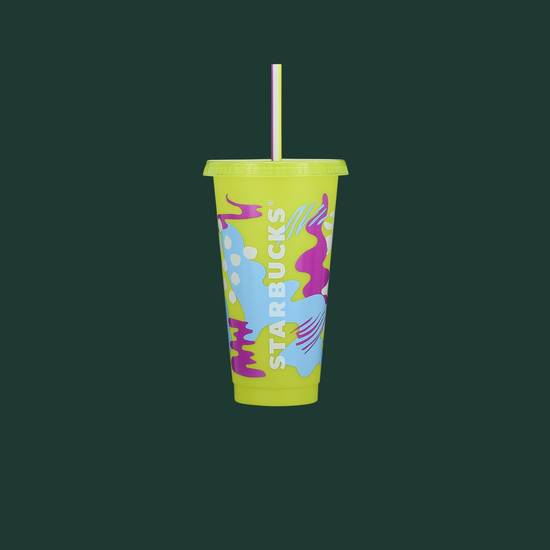 UV Colour-Changing Plastic Reusable Cold Cup with Straw - 710 mL