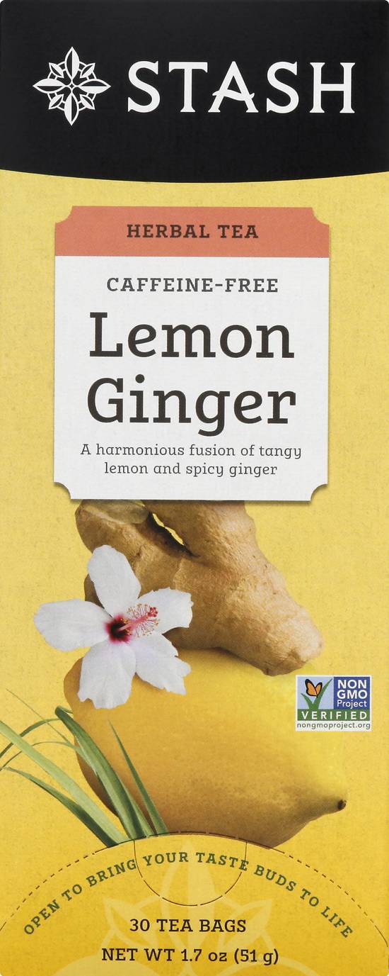 Stash Caffeine Free Lemon Ginger Herbal Tea (30 ct, 1.7 oz)