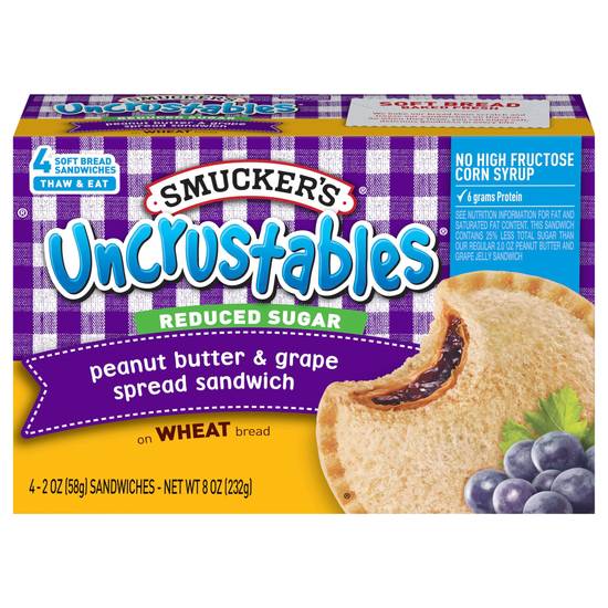 Smucker's Uncrustables Peanut Butter & Grape Spread Sandwiches (4 ct)