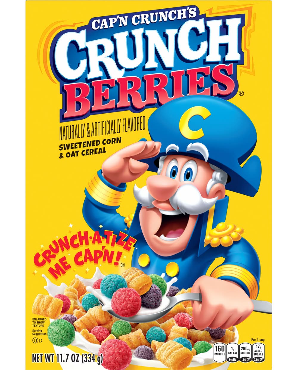 Cap'n Crunch Sweetened Corn & Oat Cereal, Crunch Berries (11.7 oz)