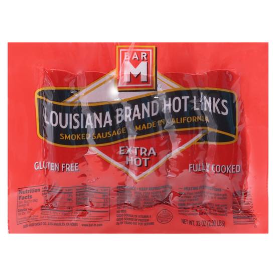 Bar m Louisiana Brand Extra Hot Links (32 oz)