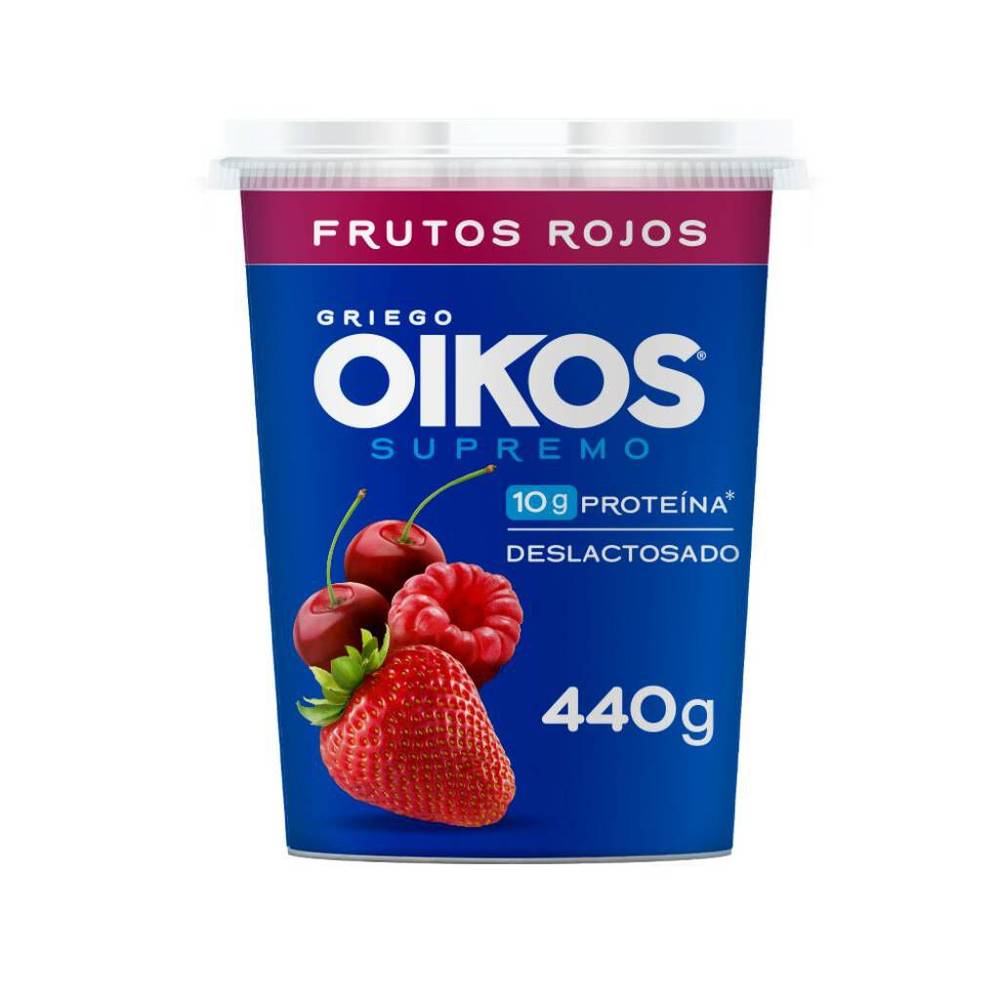 Oikos · Yogur griego frutos rojos deslactosado (440 g)