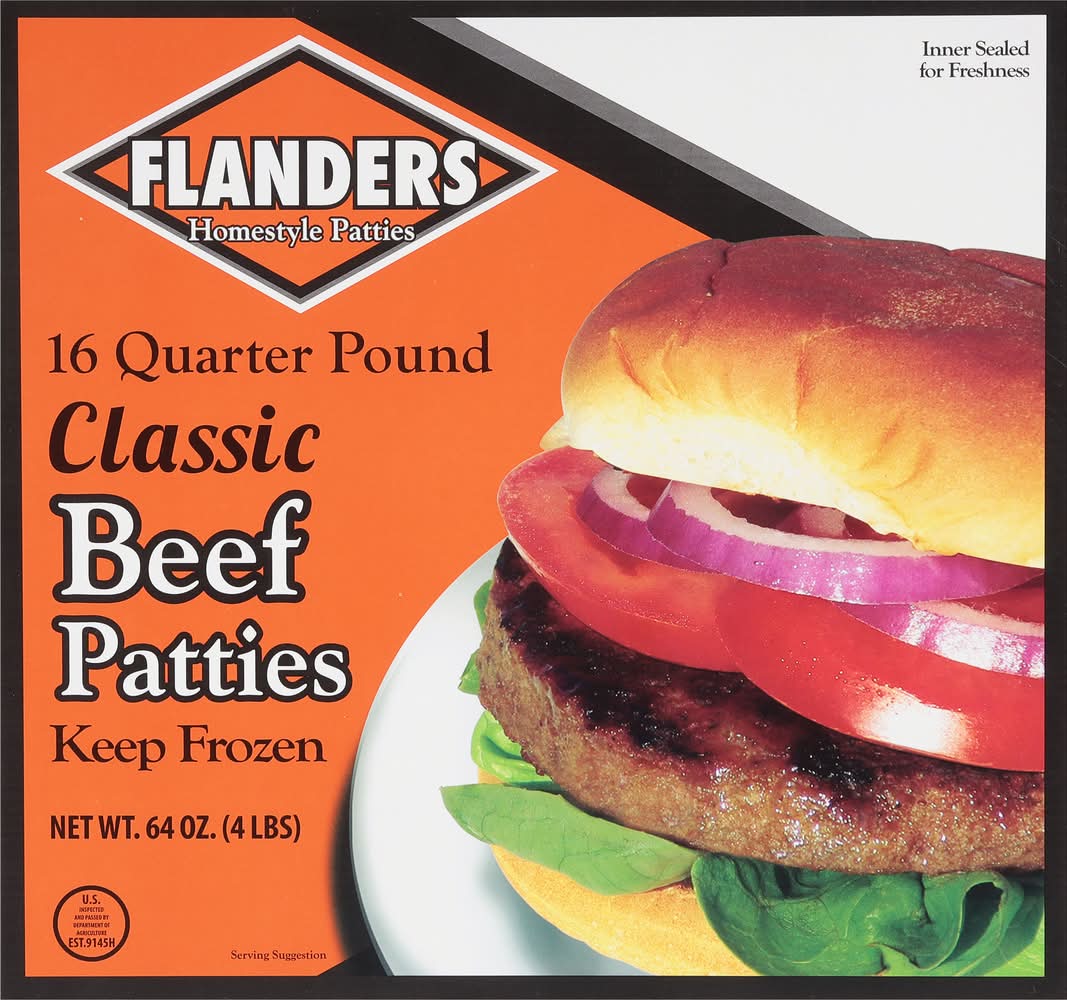 Flanders Classic Beef Patties (64 oz)