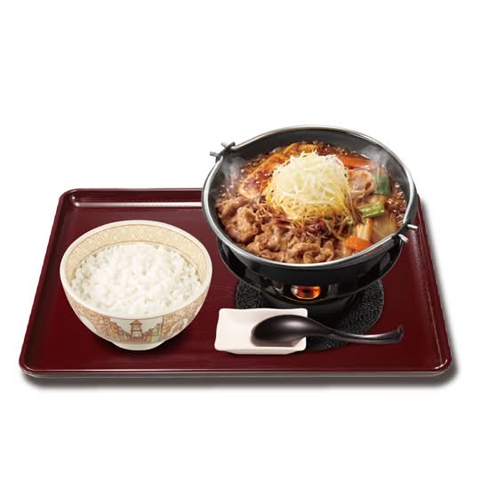 白髪ねぎ牛・旨辛豆腐鍋定食Spicy Beef & Tofu Hot Pot Combo Meal with Shredded Leek
