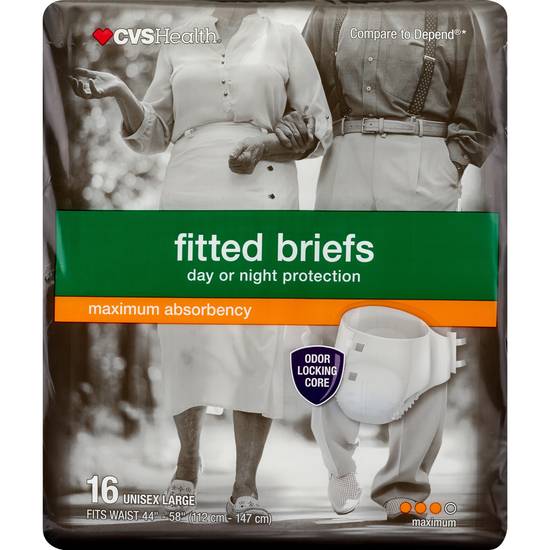 CVS Health Day & Night Maximum Absorbency Fitted Briefs,  Large, 16 CT