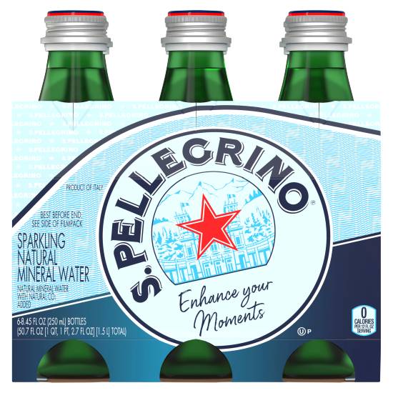 Sanpellegrino Carbonated Natural Mineral Water (6 pack, 250 ml)