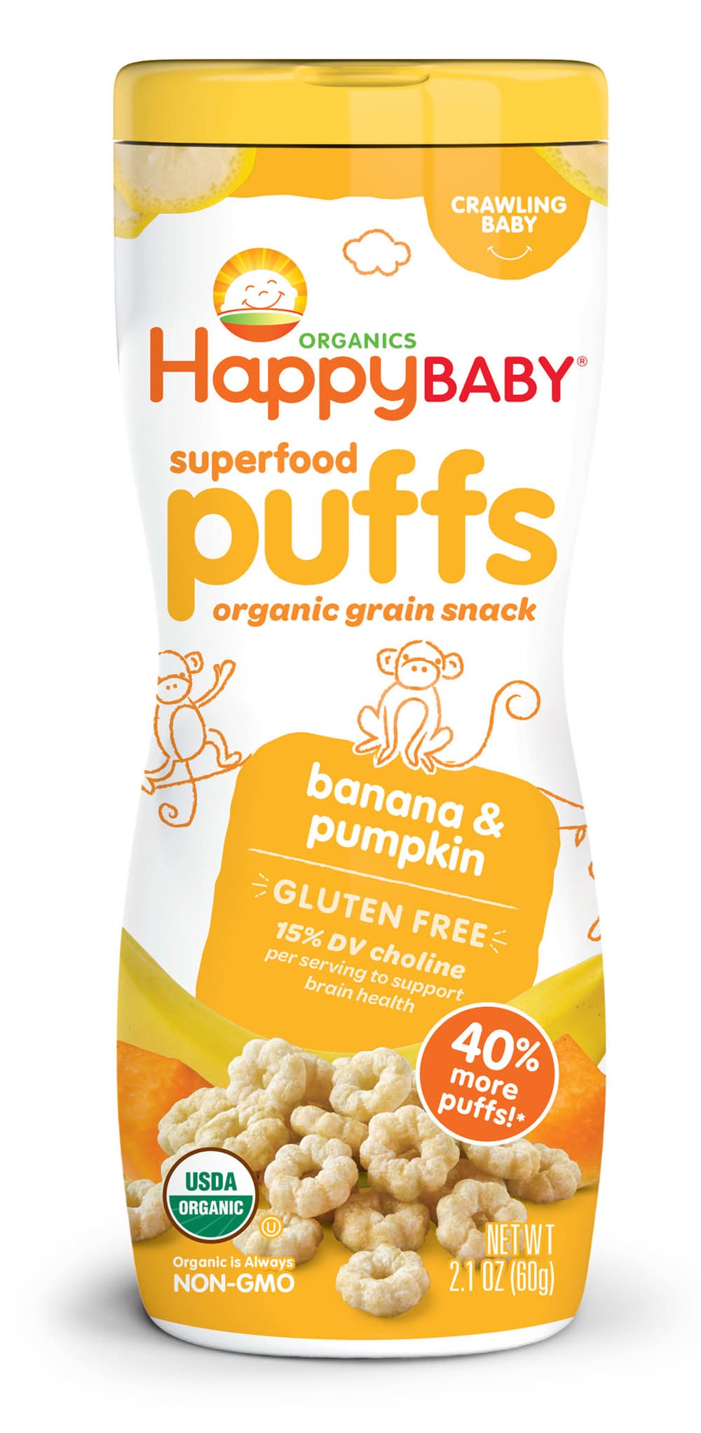 Happy Baby Organics Superfood Baby Puffs, Banana-Pumpkin (2.1 oz)