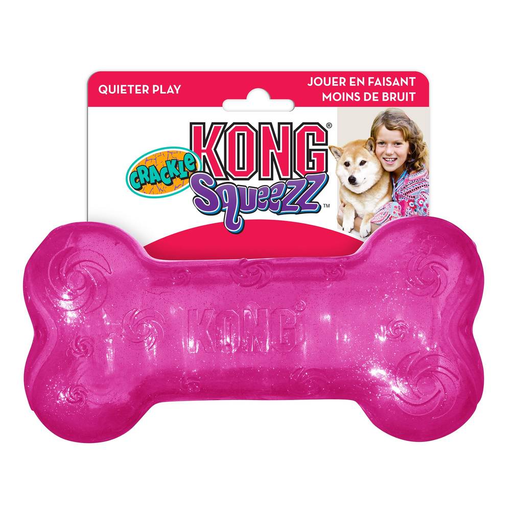 KONG® Crackle Squeezz® Bone Dog Toy - Squeaker (COLOR VARIES) (Color: Assorted)