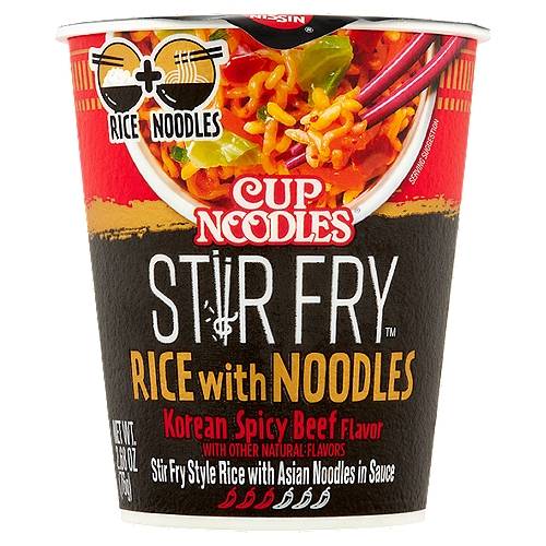 Nissin Cup Noodles Stir Fry Korean Spicy Beef Flavor Rice With Noodles (2.68 oz)