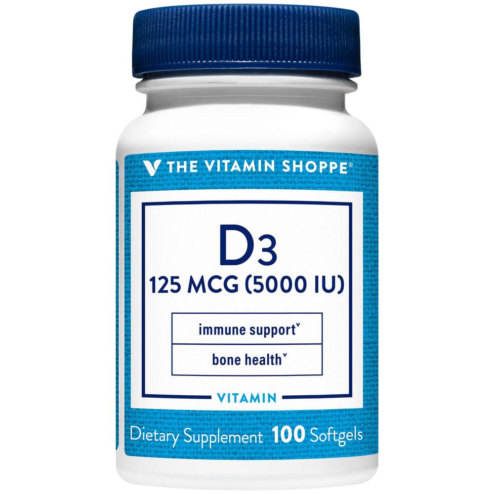 The Vitamin Shoppe Vitamin D3 Supports Immunity & Bone Health Softgels (100 ct)