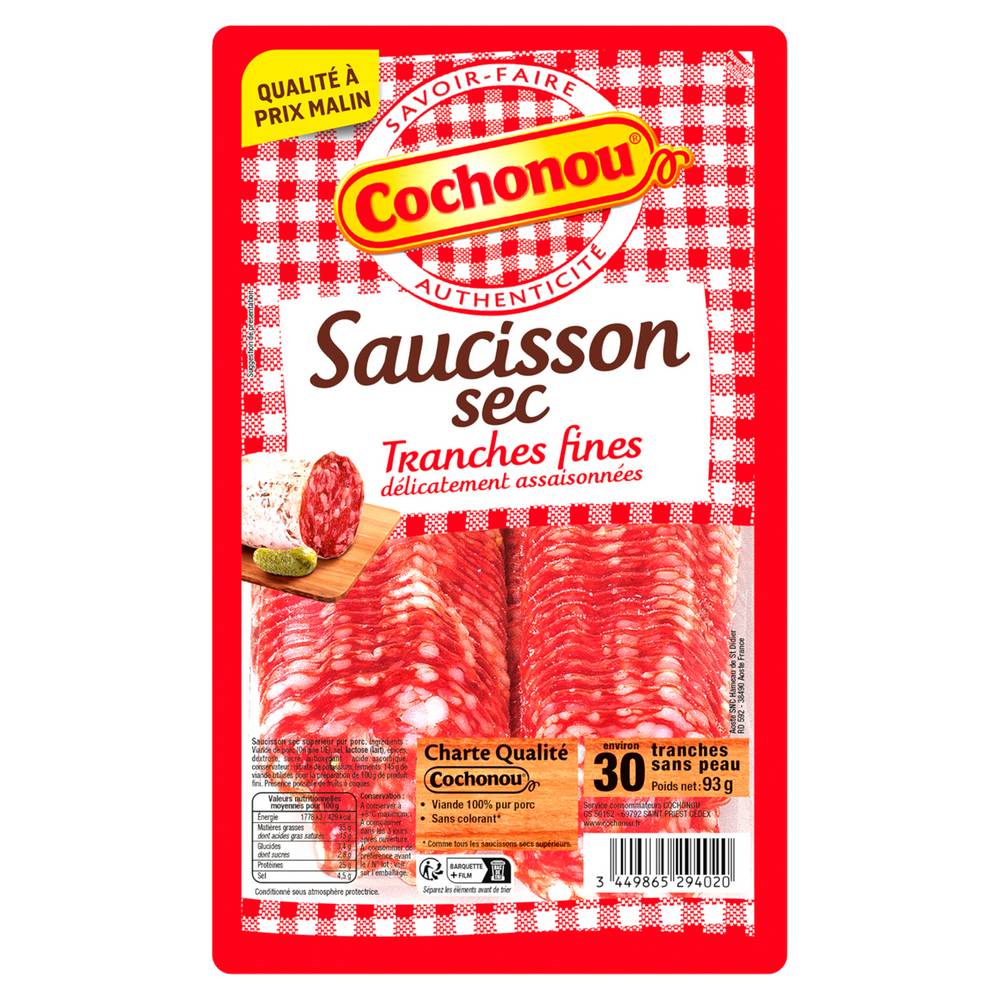 Cochonou - Saucisson sec tranches fines (30)