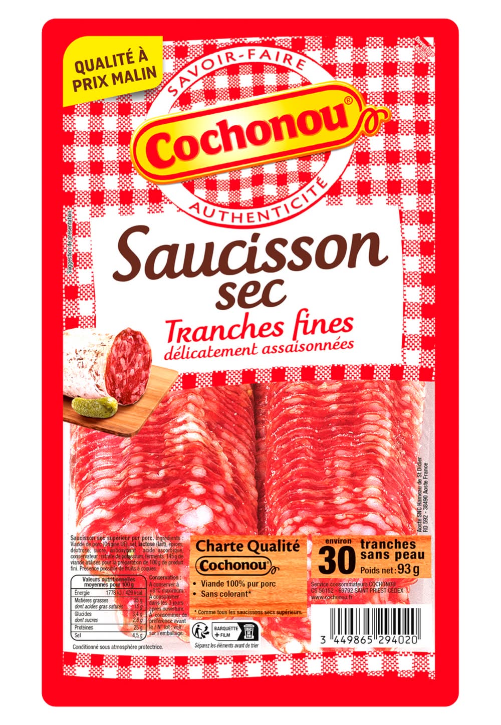 Cochonou - Saucisson sec tranches fines (30)