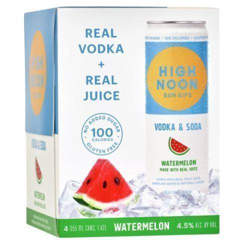 High Noon Watermelon Vodka Soda 4 pack 12oz Cans