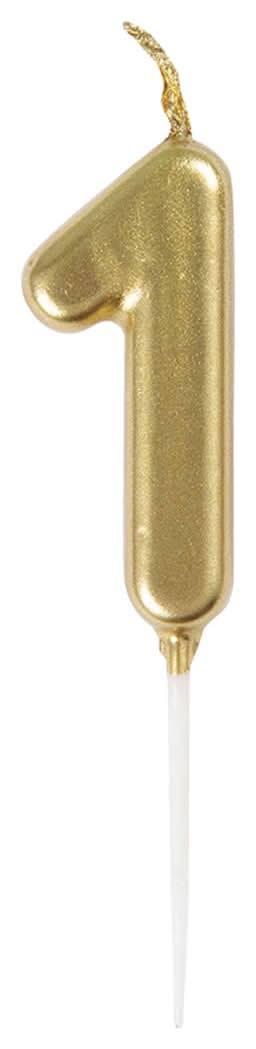 321 Party! Mini Gold Number 1 Birthday Candle