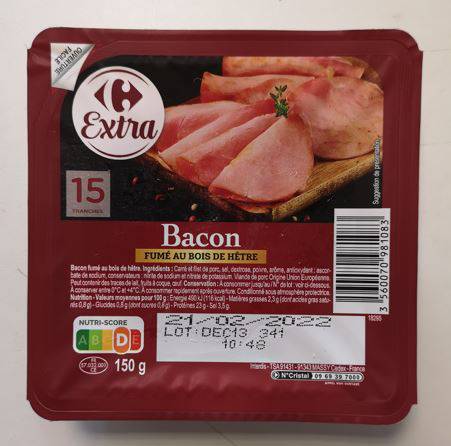 Carrefour Extra - Filet de bacon (15 pièces)