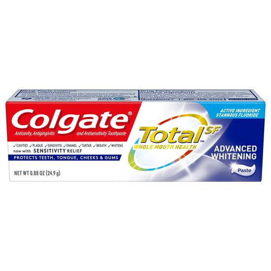Colgate Total Whitening Toothpaste, Advanced Whitening, 0.88 OZ.  - Paste