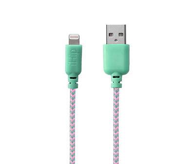 Mint & Pink Lightning 6' Braided Cable