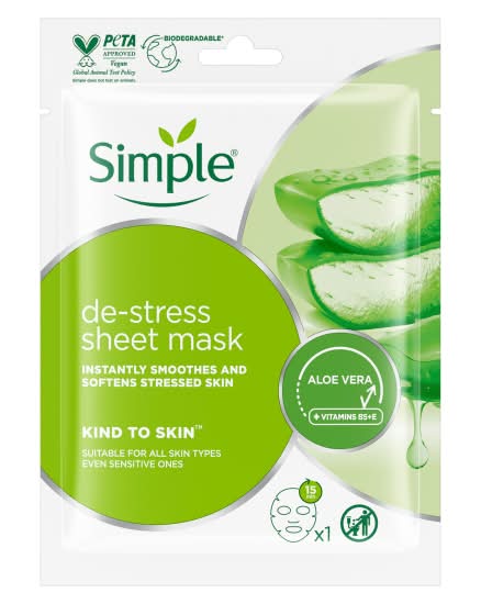 Simple Kind To Skin Sheet Mask De-Stress 1 Pc (20g)