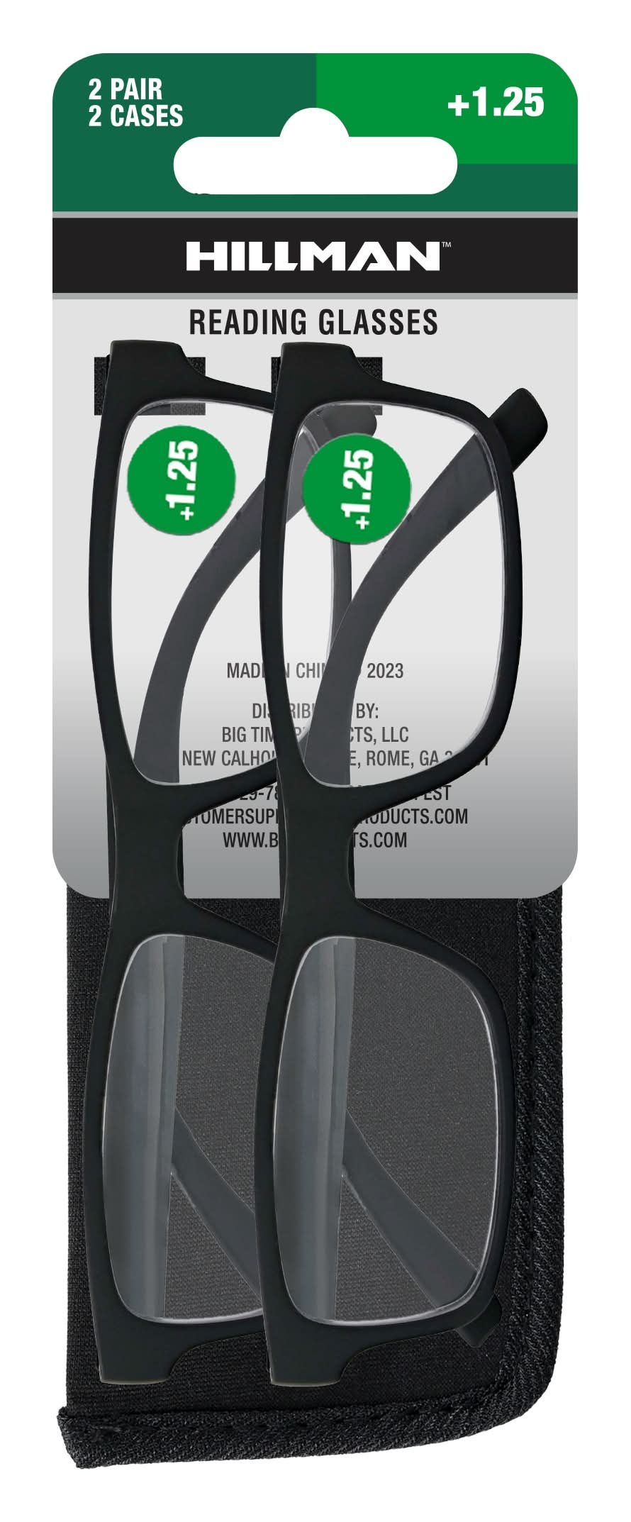 Hillman 2-Pair Value Pack Adult unisex Black Plastic Reading glasses