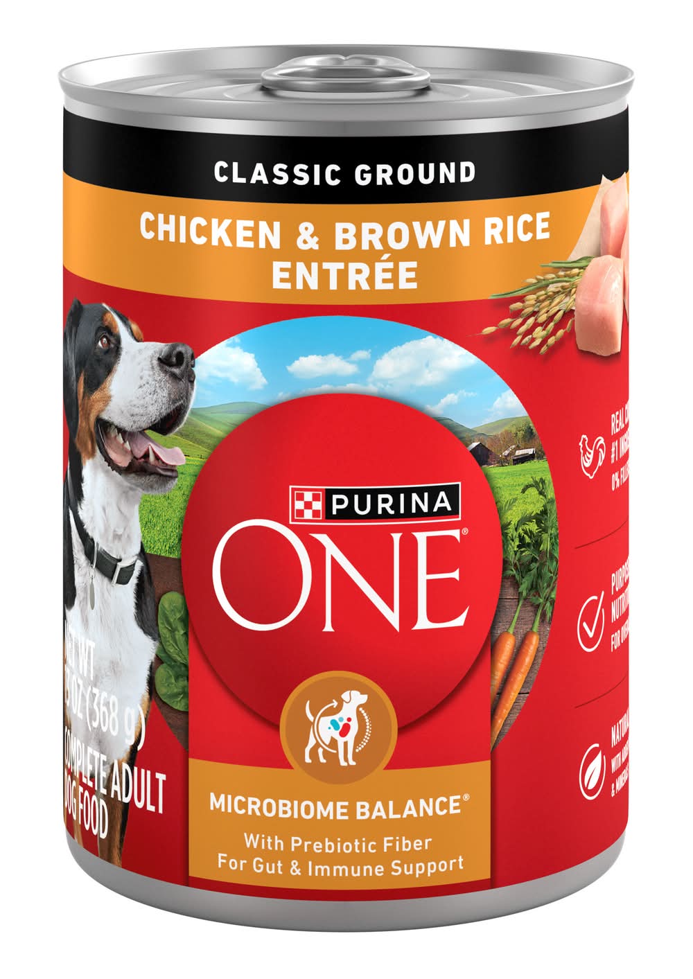 Purina One Classic Ground Entree Wet Dog Food, Chicken & Brown Rice, Adult (13 oz)