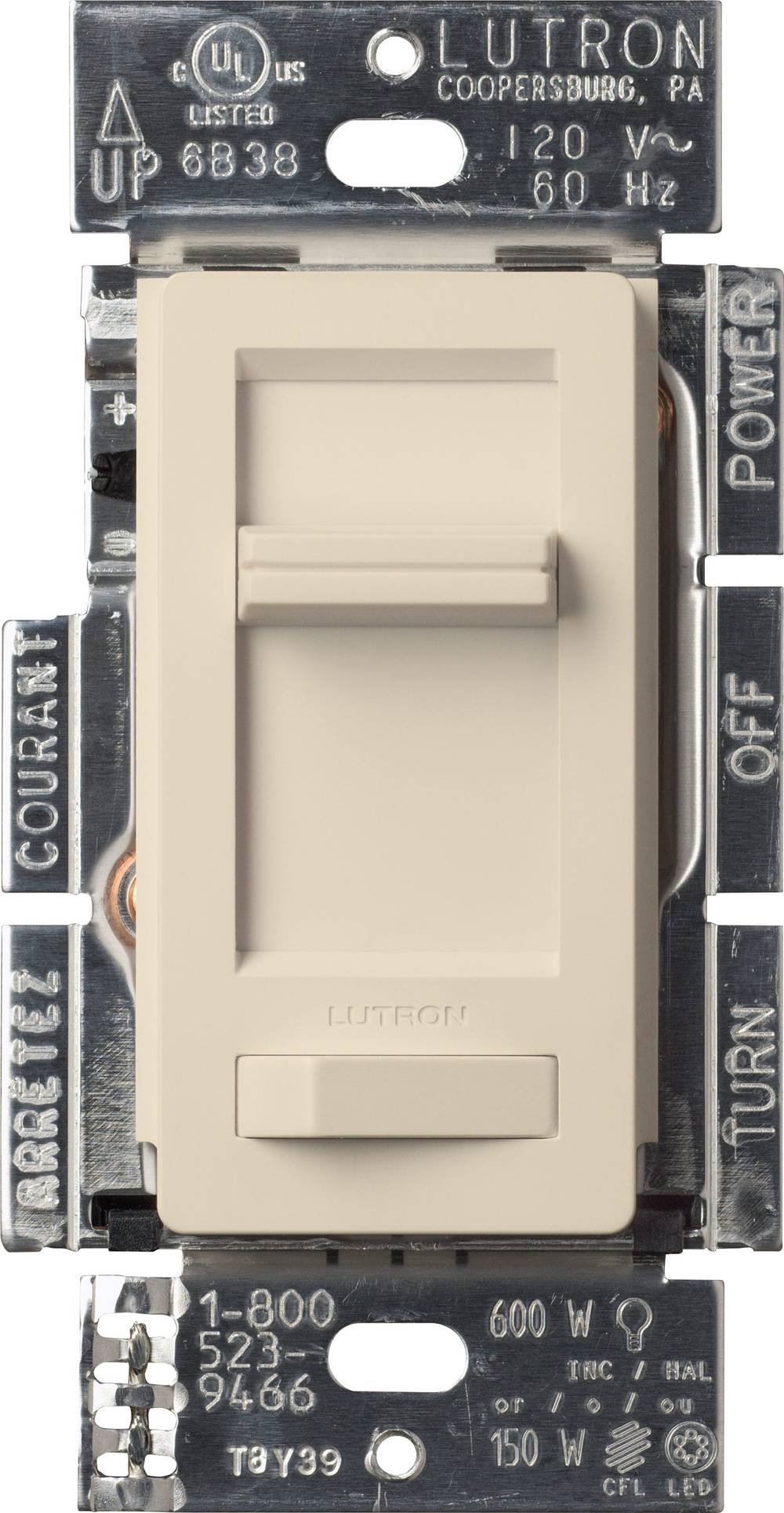 Lutron Lumea Single-pole/3-way LED Slide Light Dimmer Switch, Light Almond | LECL-153PH-LA