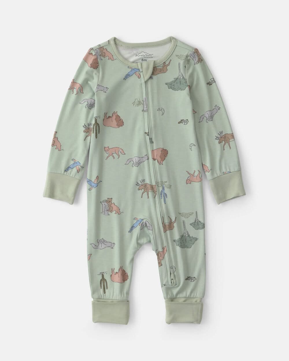 Baby Boy Desert PurelySoft™ 2-Way Zip Sleep & Play Pajamas - Green - 9M