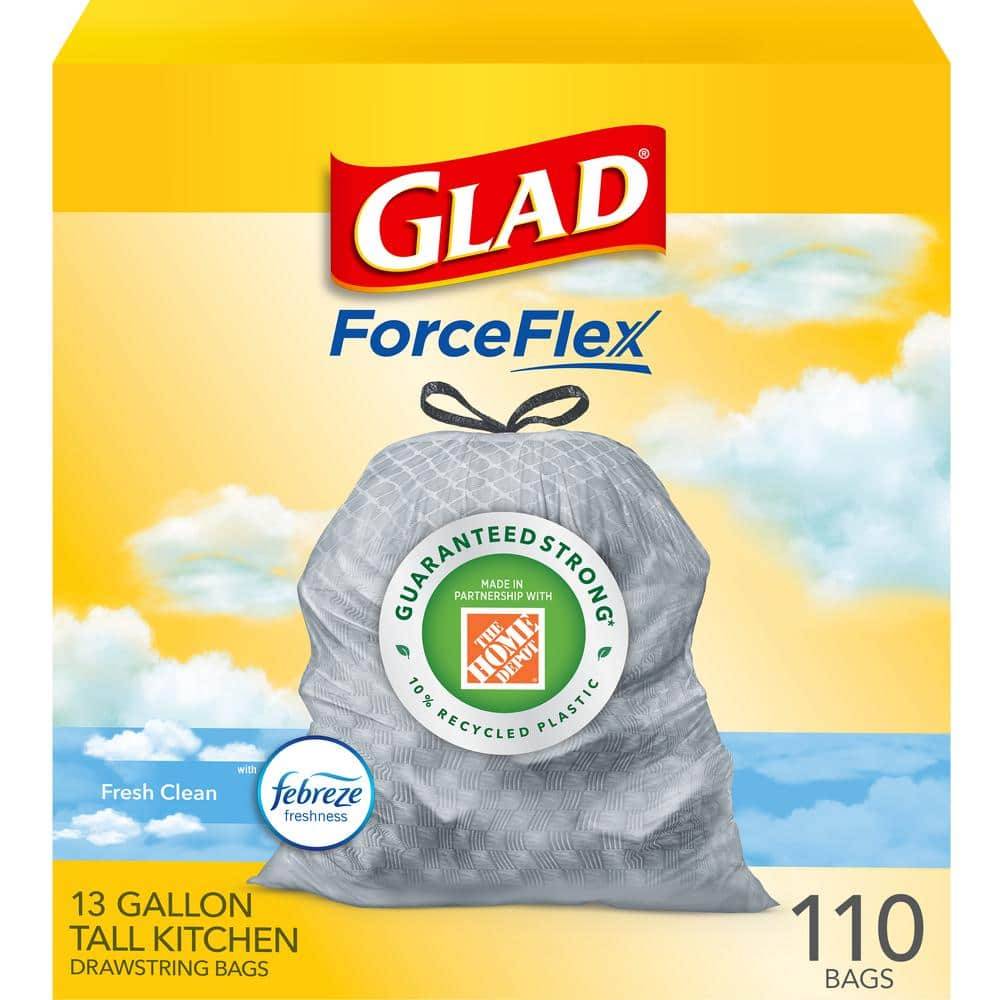 Glad Forceflex 13 Gallon Tall Kitchen Drawstring Trash Bags (110 ct)