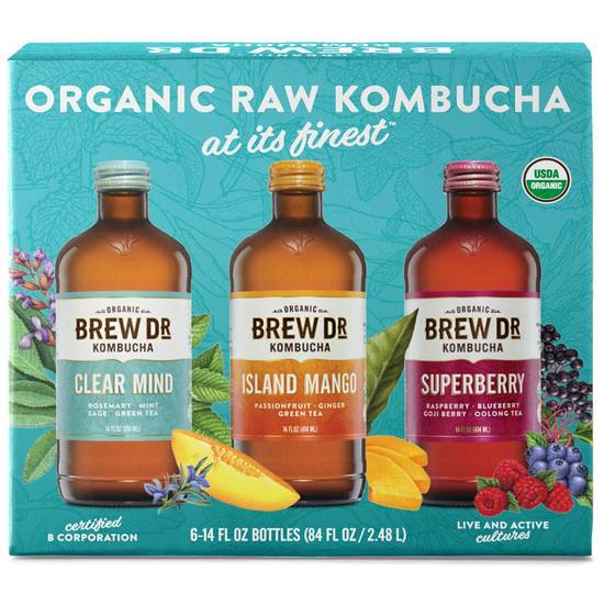 Brew Dr Organic Kombucha Variety pack (6 x 14 fl oz)