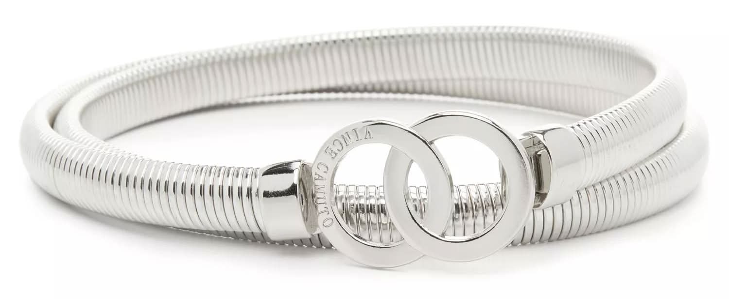 Vince Camuto Double Ring Cobra Women's Belt (Silver Metallic M/L)