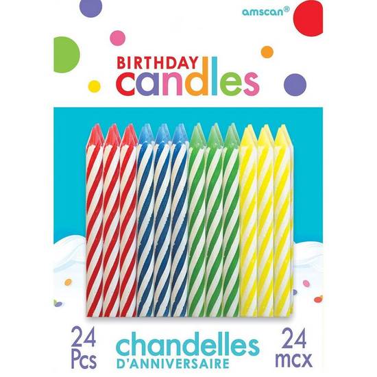 Multicolor Spiral Birthday Candles 24ct