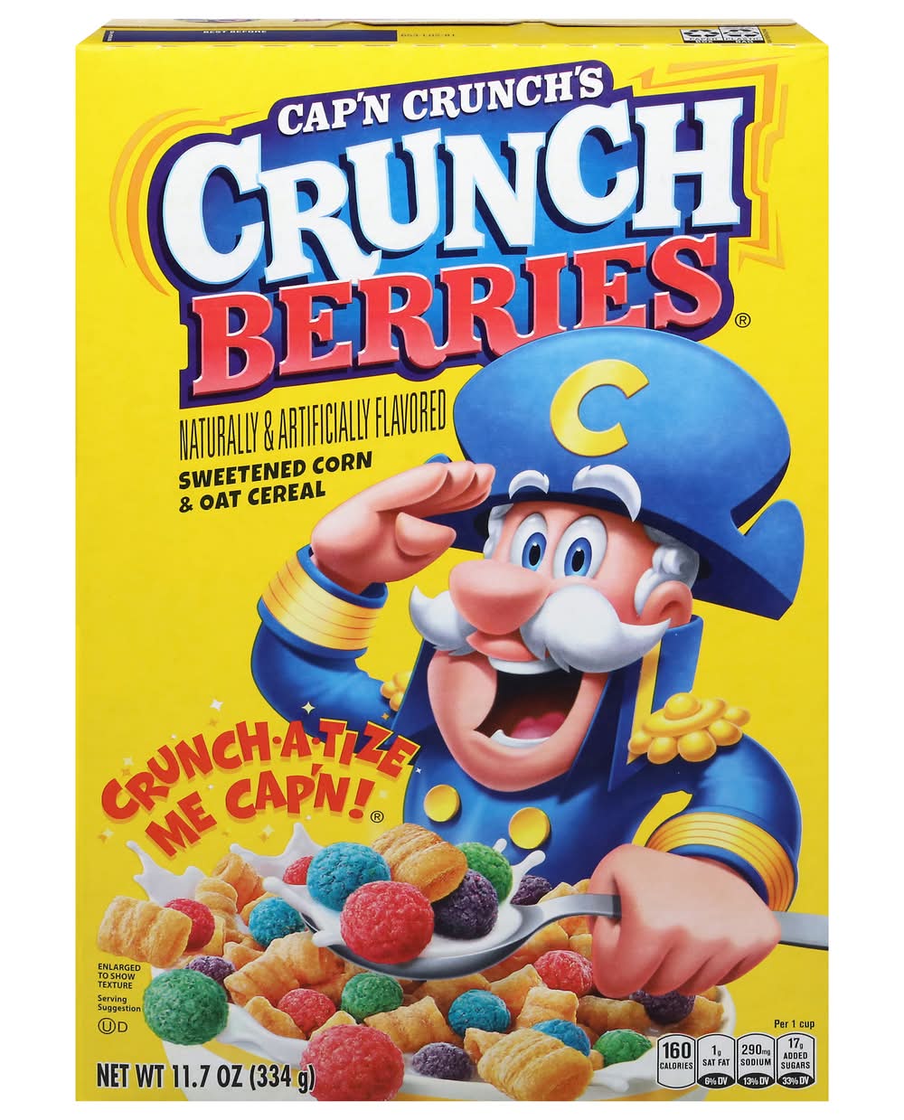 Cap'n Crunch Sweetened Corn & Oat Cereal, Crunch Berries (11.7 oz)