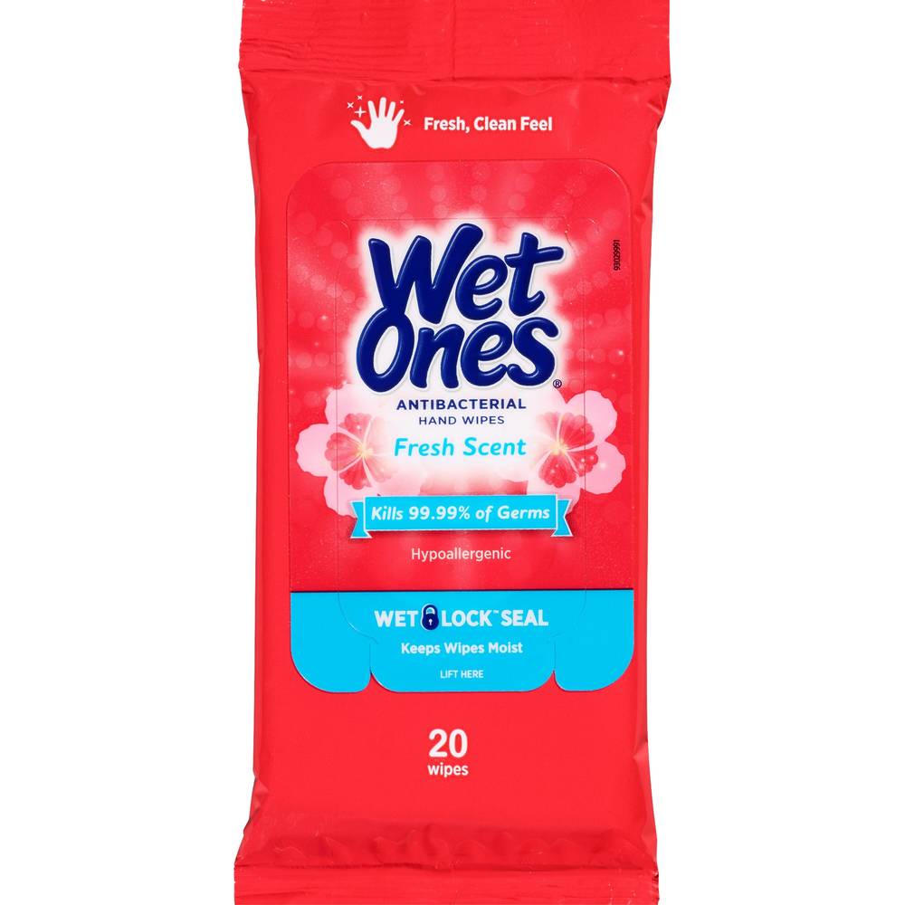 Wet Ones Hands & Face Antibacterial Wipes, Travel Pack, Fresh Scent