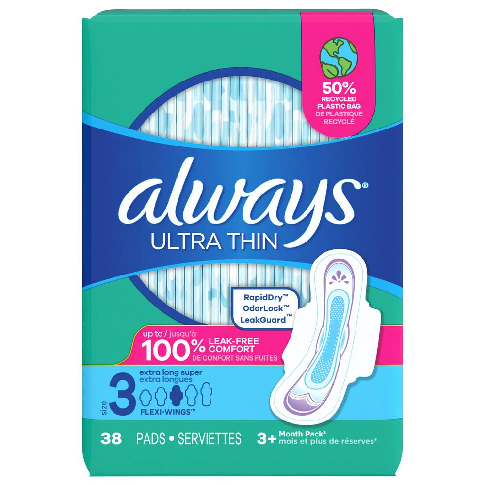 Always Unscented Extra Long Size 3 Ultra Thin Pads