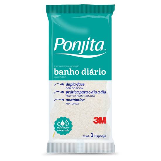 Ponjita esponja dupla face para banho diário (1 un)
