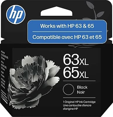 HP 63XL / 65XL Black High Yield Ink Cartridge, Prints Up to 300 Pages (B7RT5AN)
