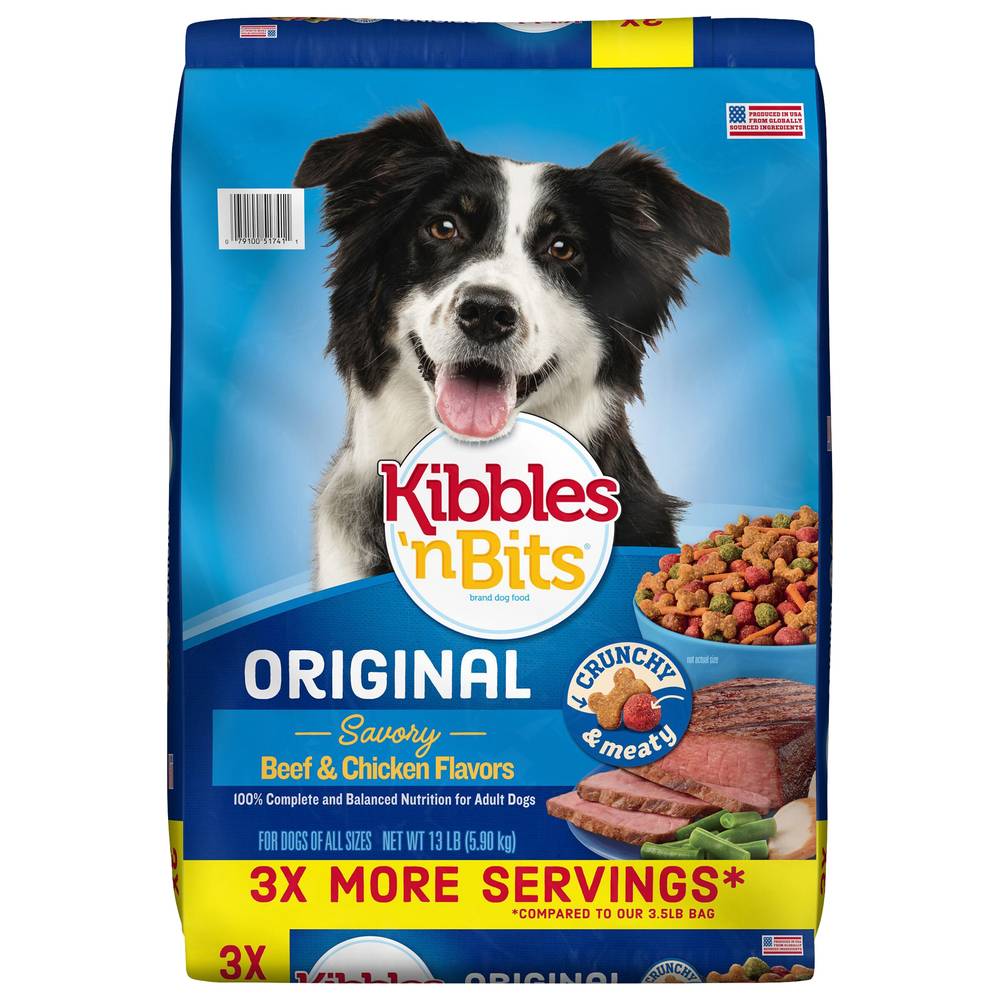 Kibbles 'n Bits Original Dry Dog Food, Beef & Chicken (13 lbs)