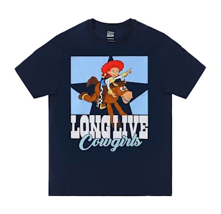 Disney PIXAR Toy Story Jessie Long Live Cowgirls Graphic Tee Medium Navy